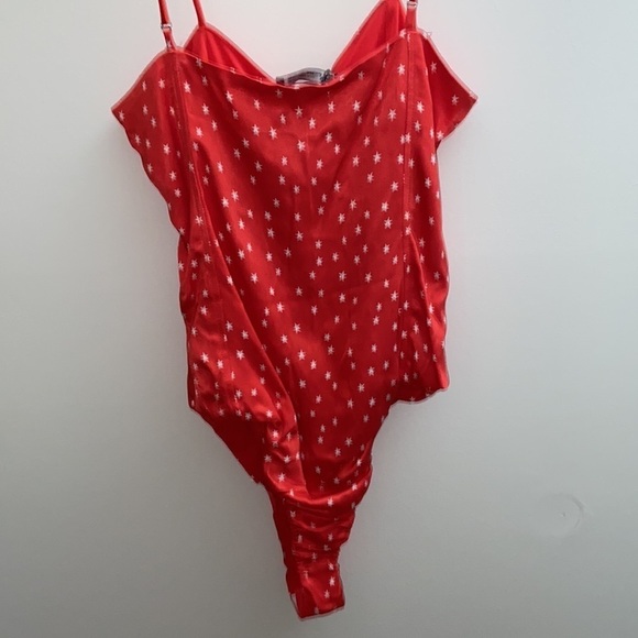 Zara satin effect red bodysuit with stars, bloggers fav, size S, NWT - Picture 7 of 9